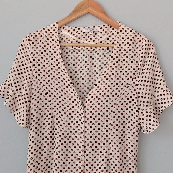 ARTLOVE Paris • Short Flutter Sleeve Tie Back Geometric Print Dress Size Small - Picture 3 of 12